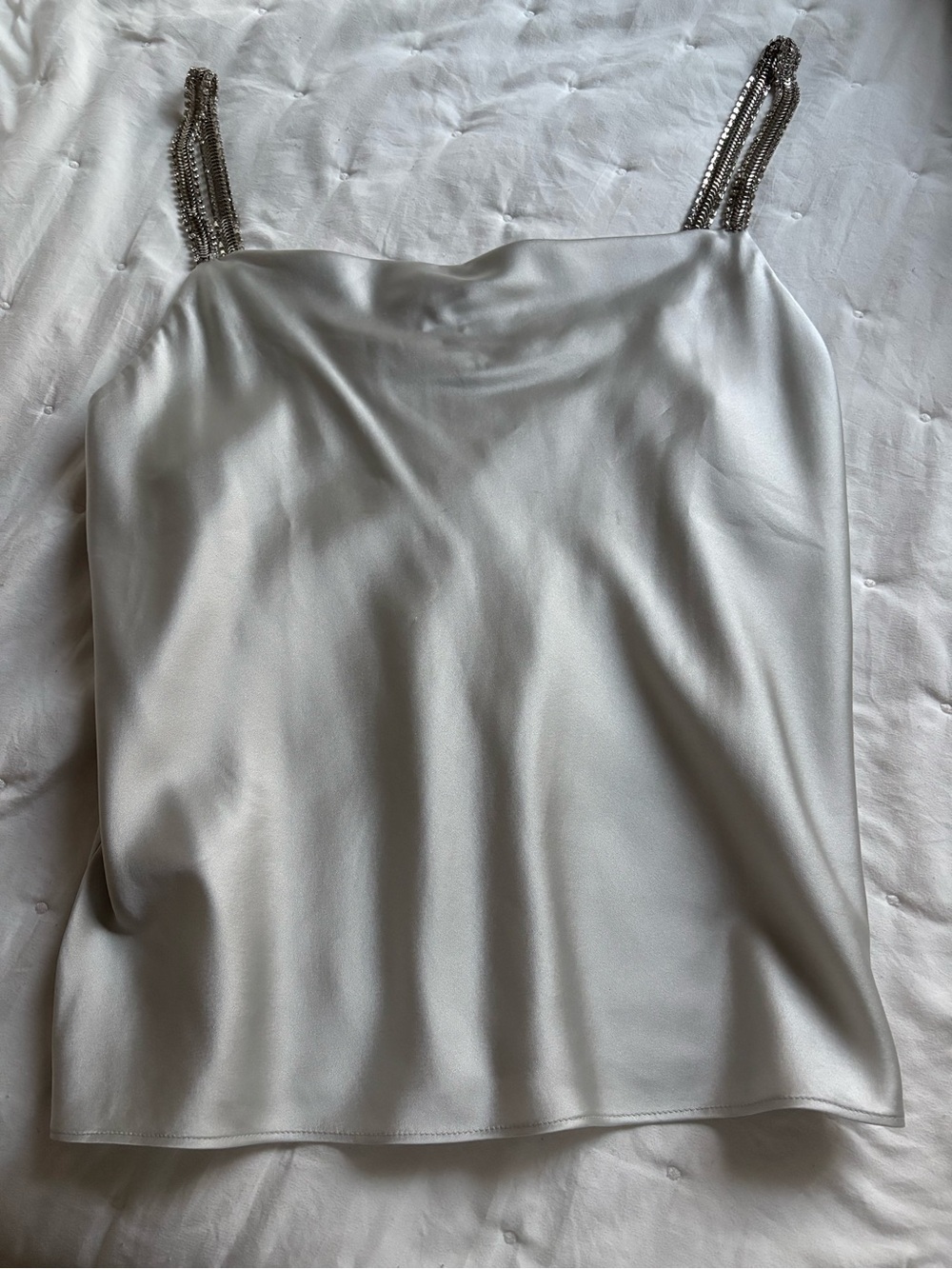 Cami NYC Silver Satin Cami with Beaded Straps